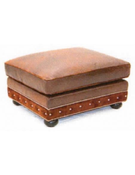 American Made Square Leather Ottoman-60