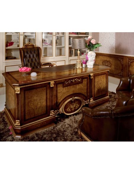 Office Writing Desk Brown Antiqued Leather