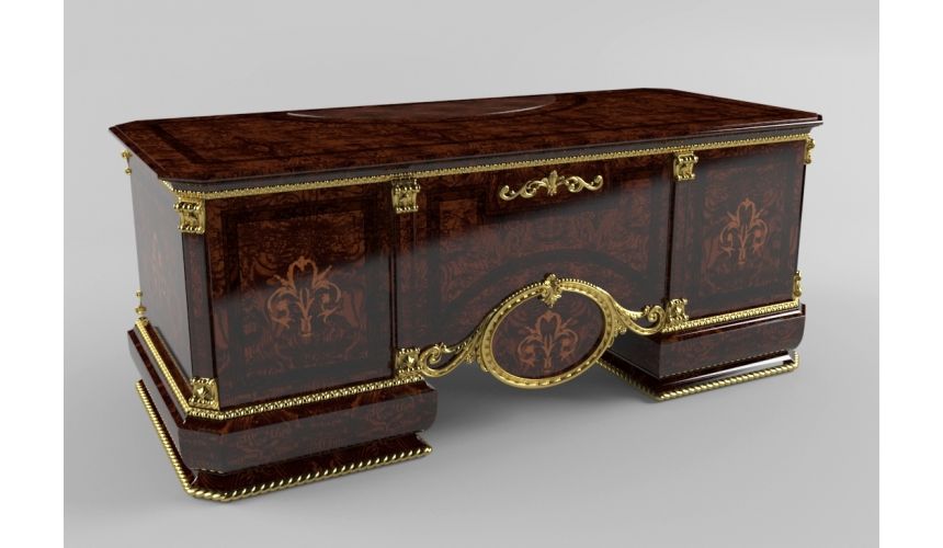 Executive Desks Office Writing Desk Brown Antiqued Leather
