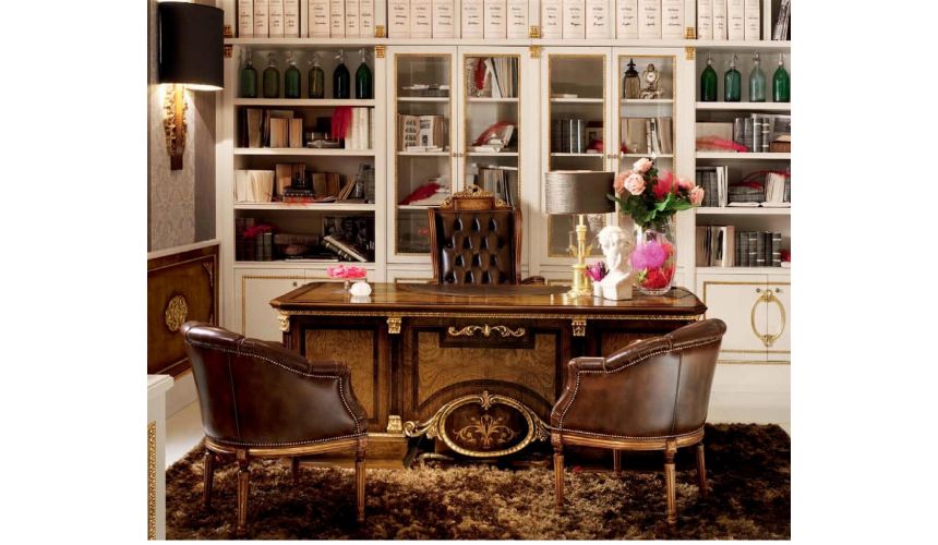 Executive Desks Office Writing Desk Brown Antiqued Leather