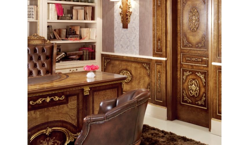 Executive Desks Office Writing Desk Brown Antiqued Leather