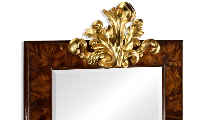 Mirrors, Screens, Decrative Pannels Antiqued Mahogany Rectangular Gilded Frame Mirror