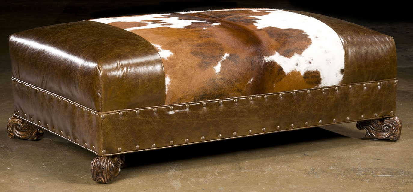 Luxury Leather & Upholstered Furniture Ottoman ottoman. Hair on hide furniture and furnishings. 668
