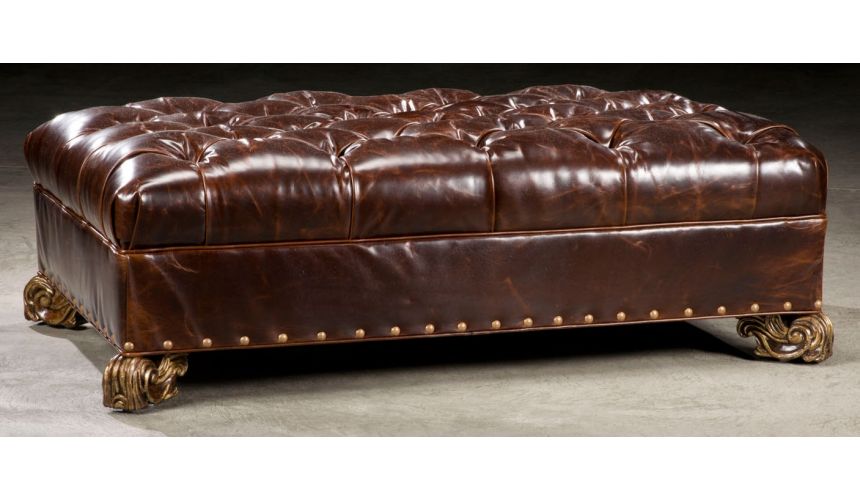 Luxury Leather & Upholstered Furniture Ottoman ottoman. Luxury furniture tufted leather. 95