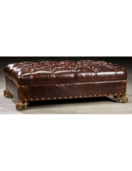Ottoman ottoman. Luxury furniture tufted leather. 95