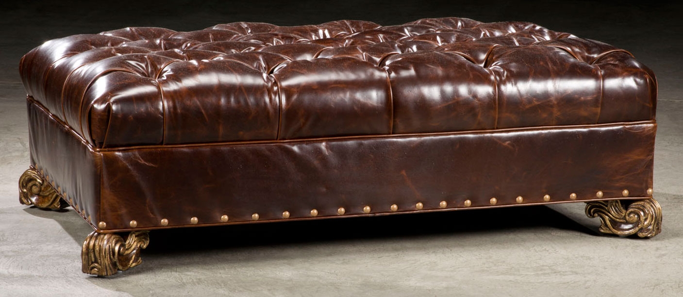 Luxury Leather & Upholstered Furniture Ottoman ottoman. Luxury furniture tufted leather. 95
