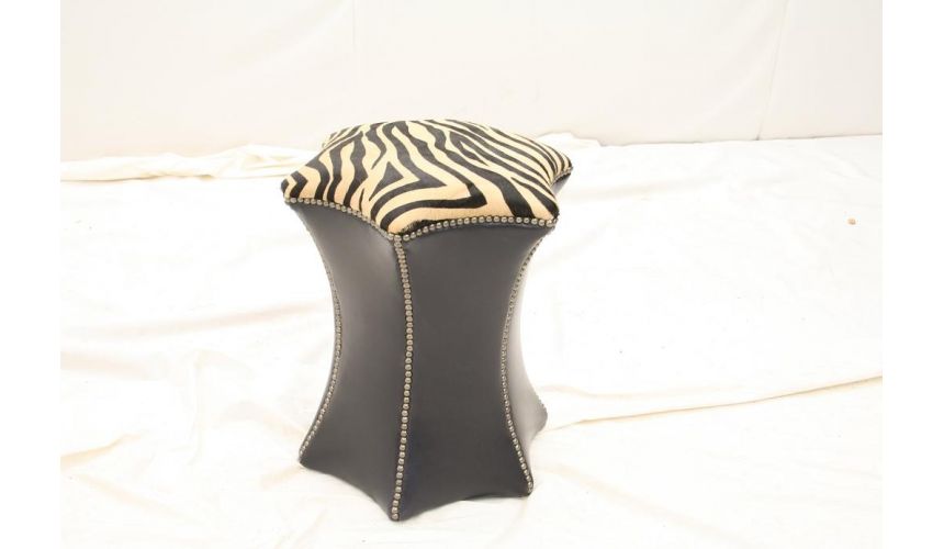 Luxury Leather & Upholstered Furniture Luxury Leather Furniture Octagon Ottoman Zebra Hide Seat