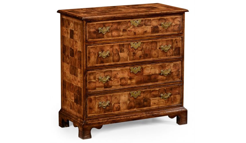 Chest of Drawers Walnut and Oyster Veneer Chest of Drawers-34