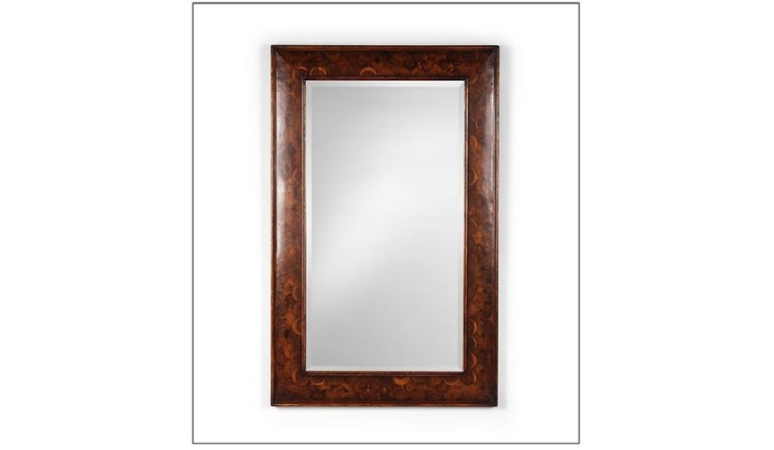 Mirrors, Screens, Decrative Pannels Rectangular mirror frame with oysters cut into fish scale pattern. Plain beveled mirror.