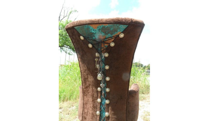 Dining Chairs Peacock chair. Real peacock feathers used in design on the outback