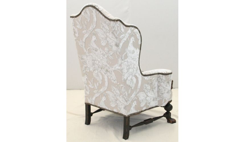 Peacock chenille fabric chair. Fine home furnishings 6682