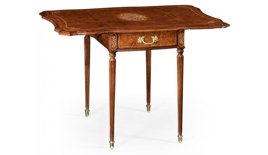 Square & Rectangular Side Tables Burr Veneered and Cross Banded Pembroke Table-14