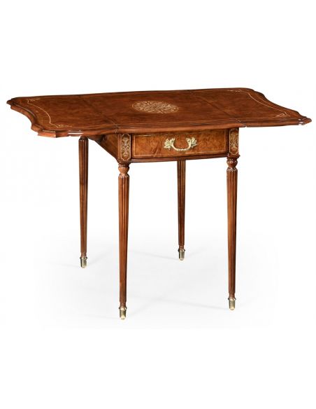 Square & Rectangular Side Tables Burr Veneered and Cross Banded Pembroke Table-14
