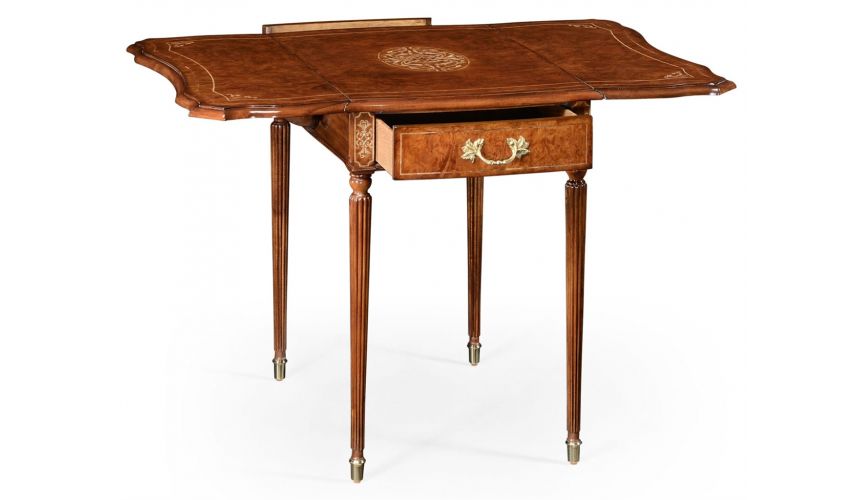 Square & Rectangular Side Tables Burr Veneered and Cross Banded Pembroke Table-14