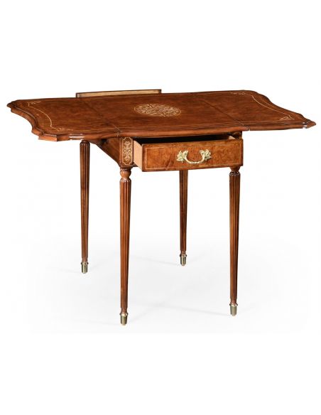 Square & Rectangular Side Tables Burr Veneered and Cross Banded Pembroke Table-14