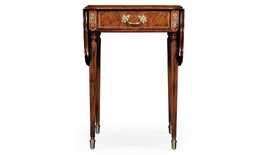Square & Rectangular Side Tables Burr Veneered and Cross Banded Pembroke Table-14