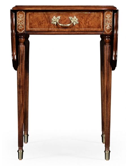 Square & Rectangular Side Tables Burr Veneered and Cross Banded Pembroke Table-14