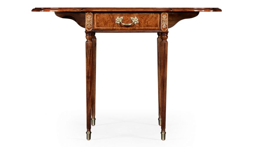 Square & Rectangular Side Tables Burr Veneered and Cross Banded Pembroke Table-14