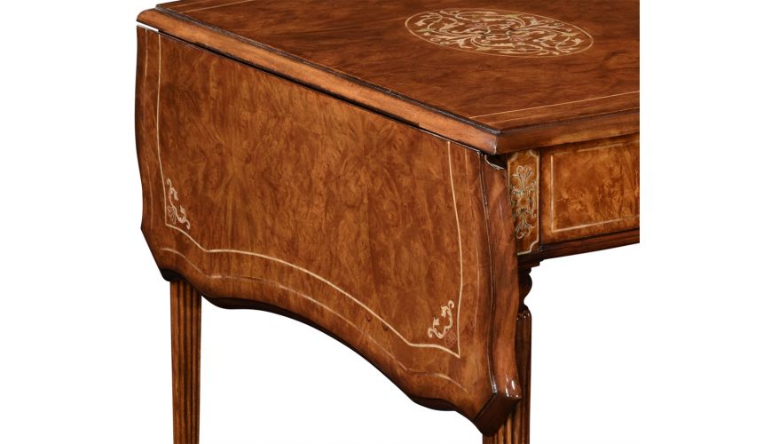 Square & Rectangular Side Tables Burr Veneered and Cross Banded Pembroke Table-14