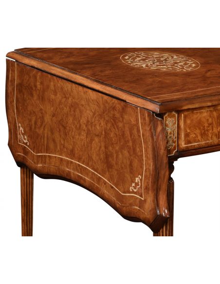 Square & Rectangular Side Tables Burr Veneered and Cross Banded Pembroke Table-14
