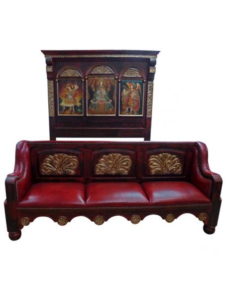 BEDS - Queen, King & California King Sizes Peruvian style religious artwork bed