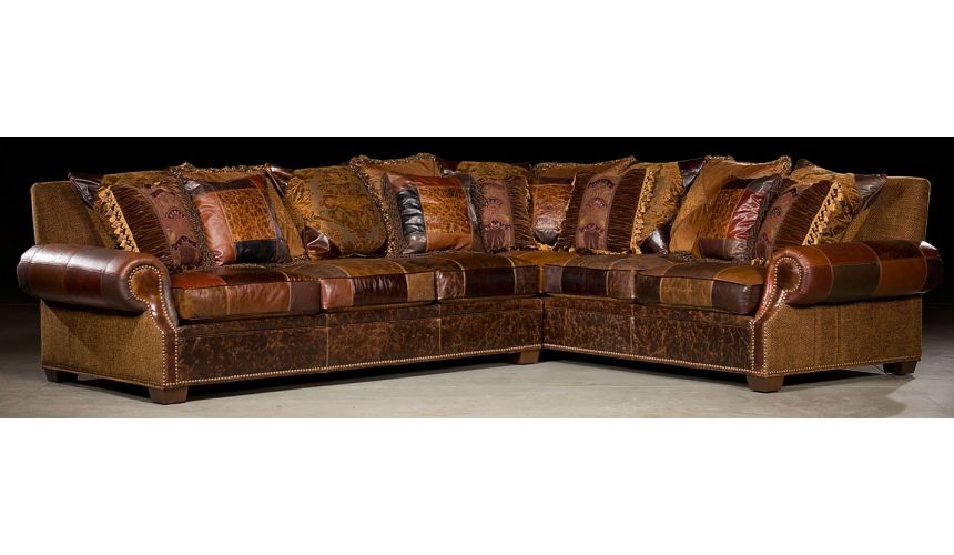Home Furniture Plush Sectional Sofa 35, Rustic Leather Sectional Couch