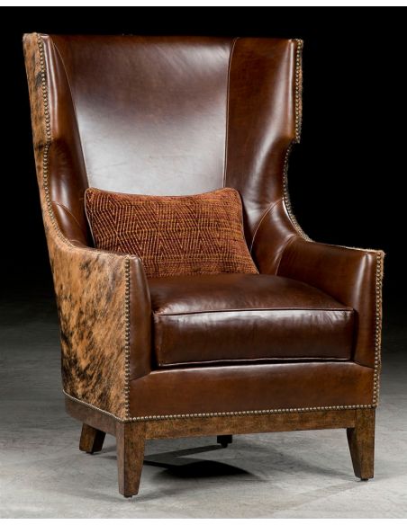 American-Made Quality Brown Leather Chair-60