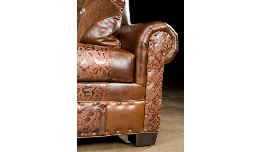 Luxury Leather & Upholstered Furniture American Made Small Leather Sofa-40