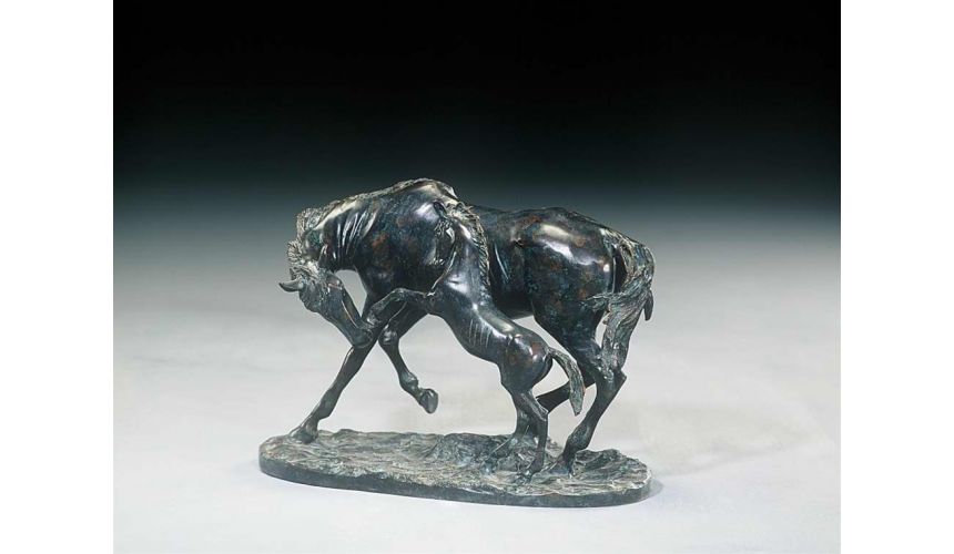 Decorative Accessories Luxury furniture bronze of mare & her rearing foal