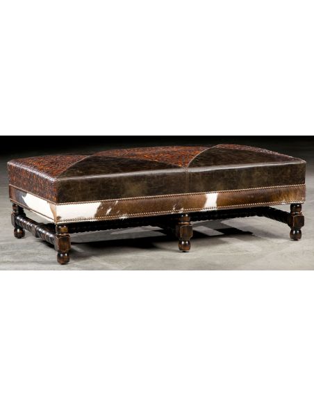 Luxurious Leather & Upholstered Ottoman-65