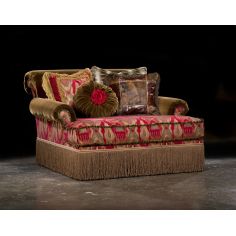 Luxury Leather & Upholstered Furniture Red chaise, high style, leather, fabric