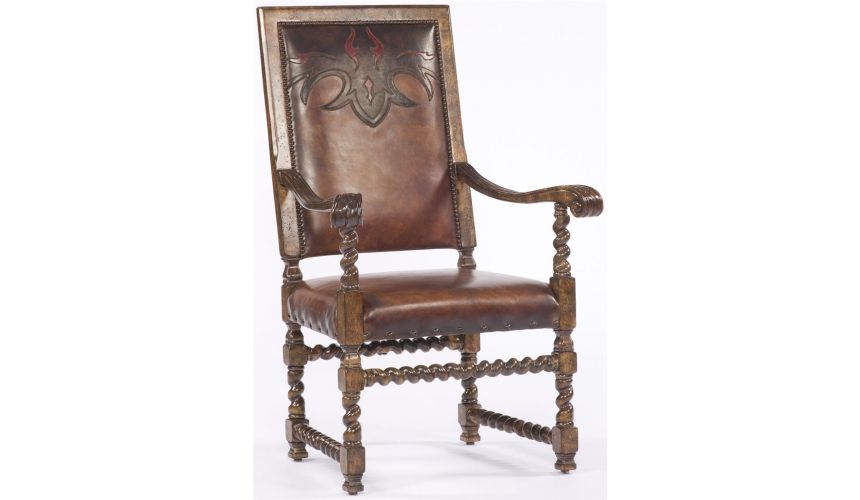 Dining Chairs Western Leather Arm Chair