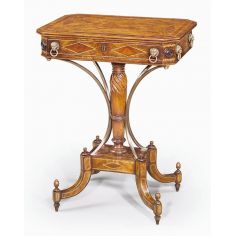 Regency style furniture, mahogany and brass inlaid side table