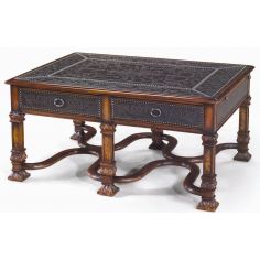 Coffee Tables Renaissance revival brass engraved panel cocktail table