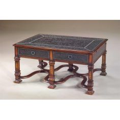 Coffee Tables Renaissance revival brass engraved panel cocktail table 2