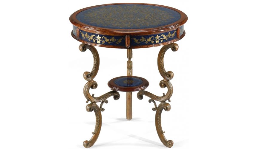 Round & Oval Side Tables Rococo style walnut and glass side table.