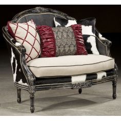 CHAIRS, Leather, Upholstered, Accent Rodeo chic settee, Luxury fine home furnishings
