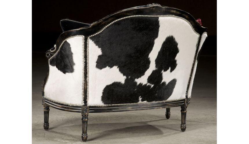CHAIRS, Leather, Upholstered, Accent Rodeo chic settee, Luxury fine home furnishings
