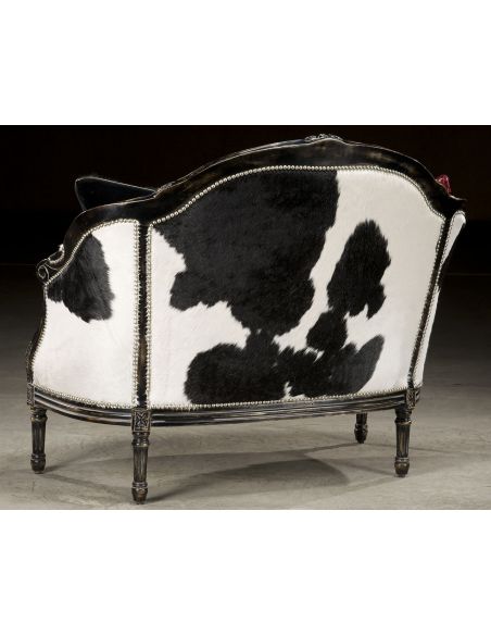 CHAIRS, Leather, Upholstered, Accent Rodeo chic settee, Luxury fine home furnishings