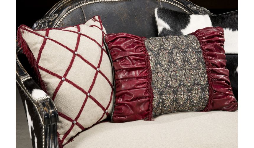 CHAIRS, Leather, Upholstered, Accent Rodeo chic settee, Luxury fine home furnishings