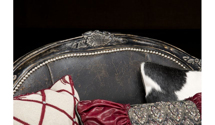 CHAIRS, Leather, Upholstered, Accent Rodeo chic settee, Luxury fine home furnishings