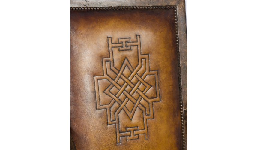 Dining Chairs Western Leather Arm Chair-Saddle