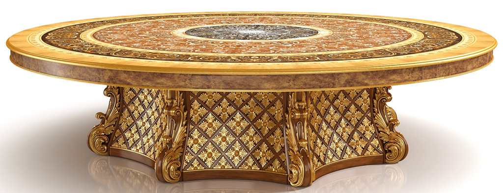 Large round gold leaf dining table